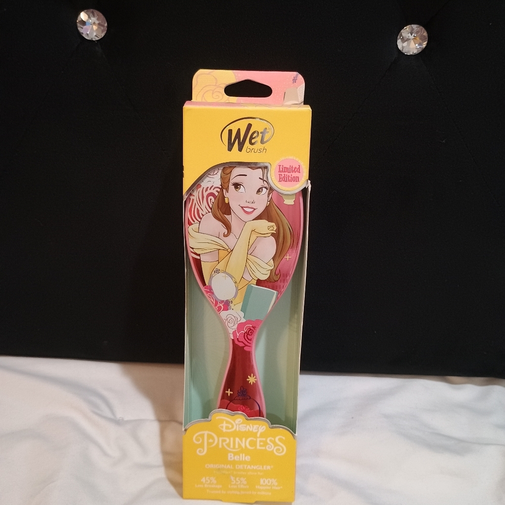 New Disney Princess Belle Limited Edition Detangler Hair Brush - Pink and Yellow
